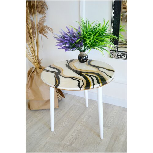 Журнальный столик из эпоксидной смолы WOODEP Зебрано 