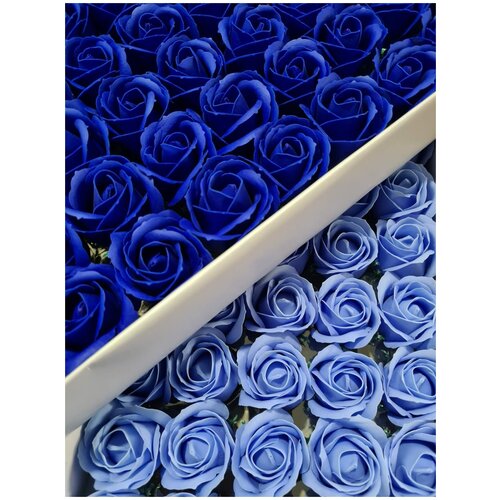 Набор мыльных цветов микс 18/40. Цвет синий/ небесный голубой Упаковка 50 шт.