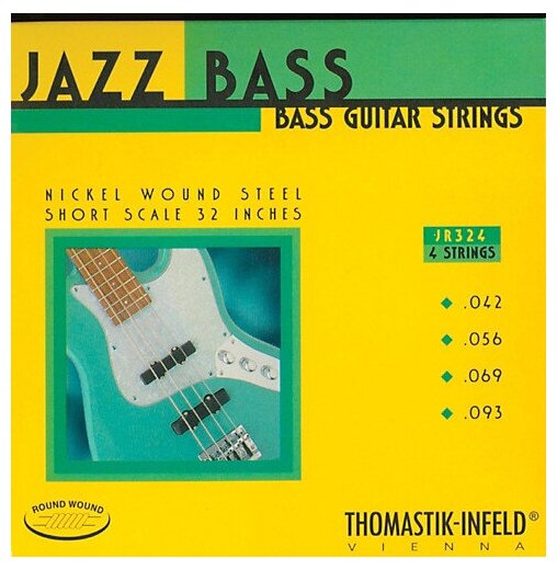 Thomastik JR324 Jazz Round Wound Комплект струн для бас-гитары, никель, круглая оплетка, 42-93