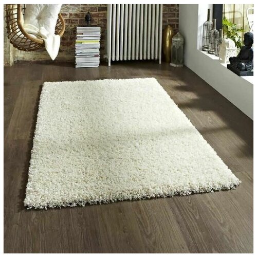 Ковер SHAGGY LIKE SH-R-01 белый с высоким длинным ворсом, пушистый прикроватный коврик на пол в спальню, детскую или гостиную, 0,8 x 1.5 м
