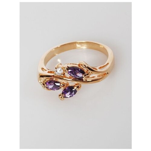 Кольцо помолвочное Lotus Jewelry, циркон, аметист, размер 18, фиолетовый