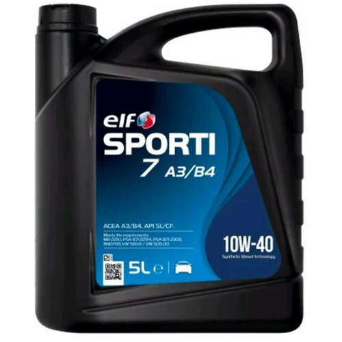 Синтетическое моторное масло ELF Sporti 7 A3/B4 10W-40, 5 л (5шт по 1л)