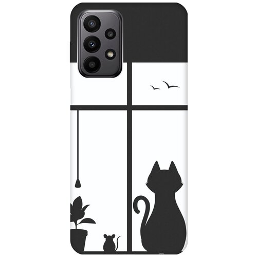 Матовый чехол Cat and Mouse для Samsung Galaxy A23 4G / Самсунг А23 4Г с 3D эффектом черный матовый чехол sad cat для samsung galaxy a23 4g самсунг а23 4г с 3d эффектом бирюзовый