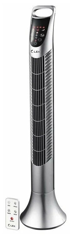 Колонный вентилятор напольный Lex LXFC8362, мощность 40 Вт, с пультом Д/У, цвет серебристый