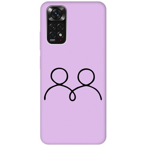 Силиконовый чехол на Xiaomi Redmi Note 11, Note 11S, Сяоми Редми Ноут 11, Ноут 11С Silky Touch Premium с принтом Couple Lines сиреневый силиконовый чехол на xiaomi redmi note 11 pro сяоми редми ноут 11 про silky touch premium с принтом couple lines сиреневый