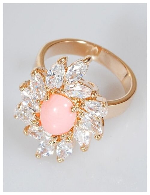 Кольцо помолвочное Lotus Jewelry, коралл, размер 17, розовый