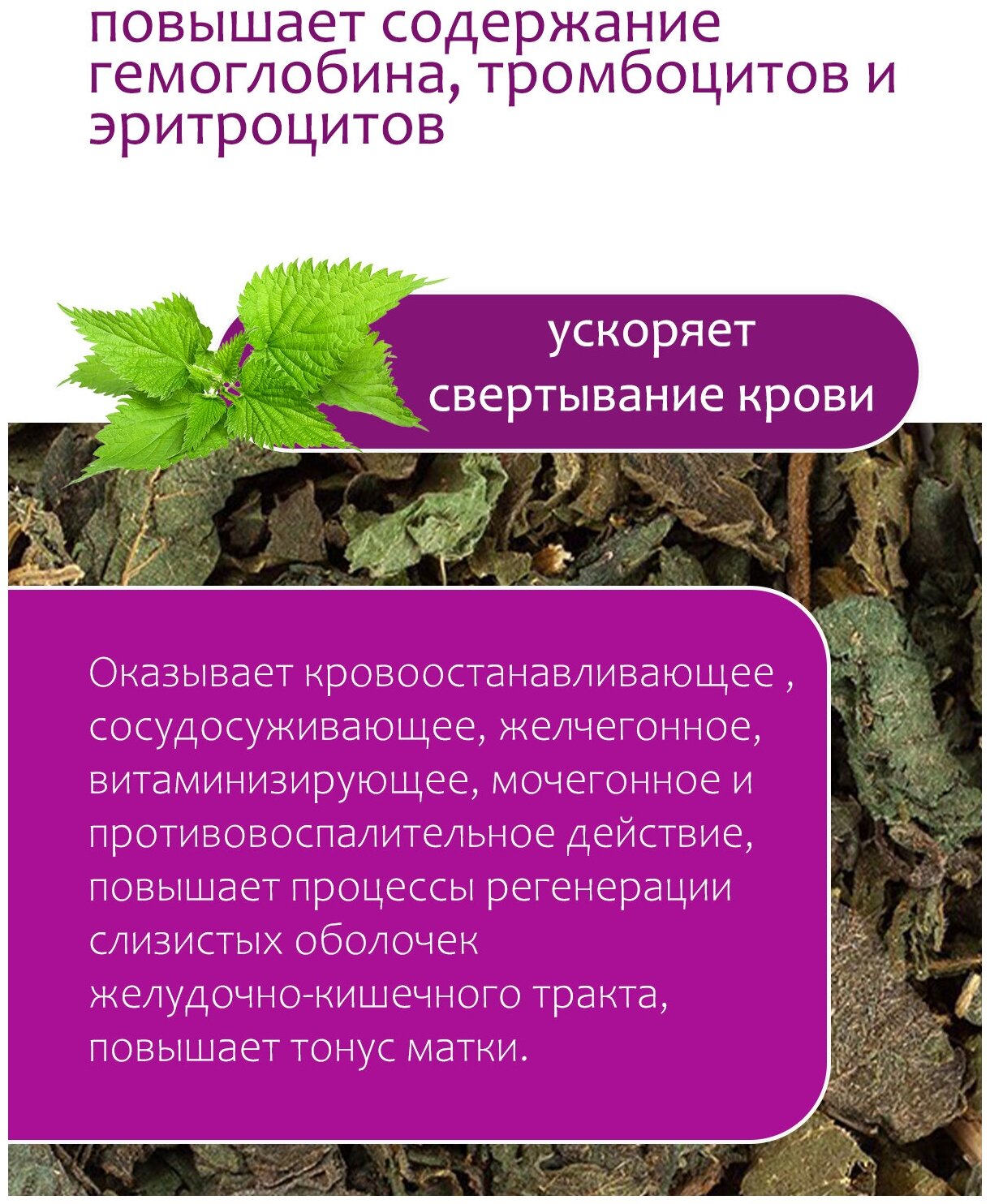 Травяной чай сбор Крапива сушеная листья Травы Горного Крыма, 100 гр