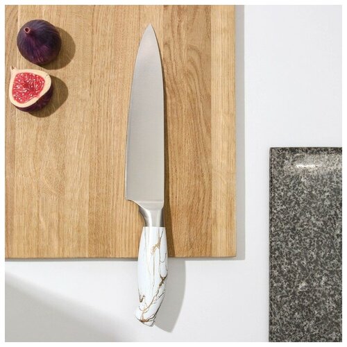 Нож кухонный Zeus, шеф, 20 см, цвет белый