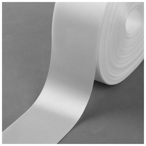 Лента атласная, 50 мм х 100 м, цвет теплый белый атлетическая лента тэйп lp 657 50 50 мм х 13 м белый