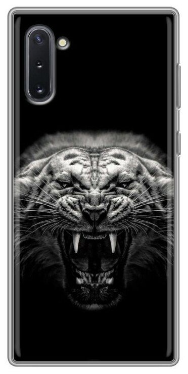 Дизайнерский силиконовый чехол для Самсунг Гэлакси Ноут 10 / Samsung Galaxy Note 10 Рычащий тигр
