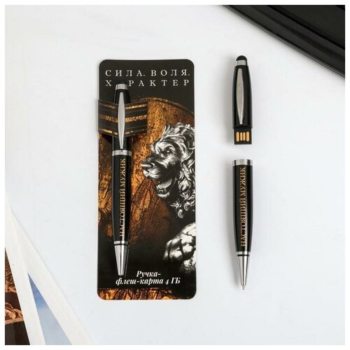 Ручка флеш-карта на открытке Настоящий мужик 4 ГБ 1738₽