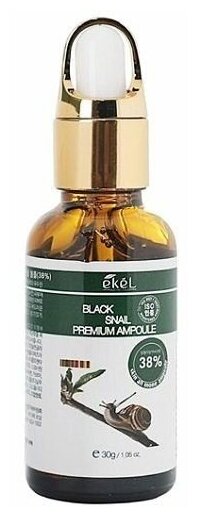 EKEL Ампульная сыворотка для лица с муцином черной улитки Premium Ampoule Black Snail, 30гр - фото №4