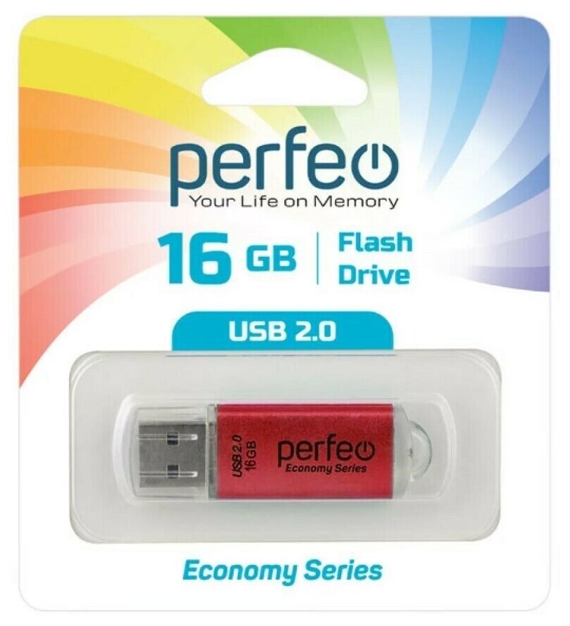 USB Флеш-накопитель USB накопитель Perfeo USB 16GB E01 Red economy series