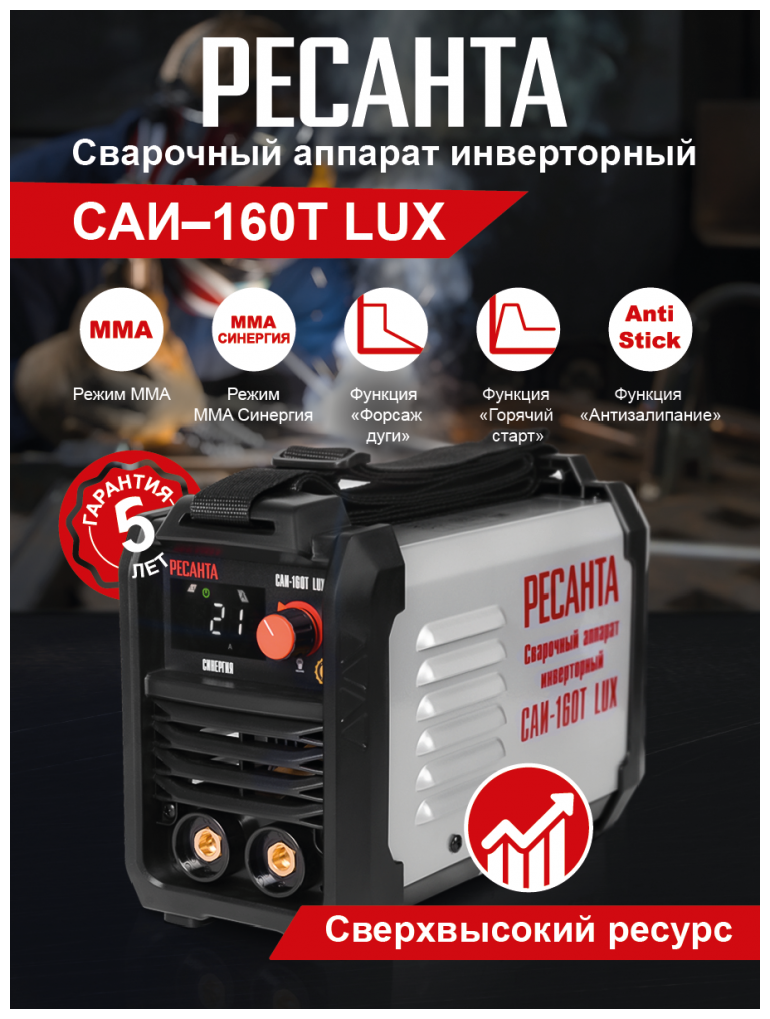 Сварочный аппарат инверторный РЕСАНТА САИ-160T LUX - фотография № 14