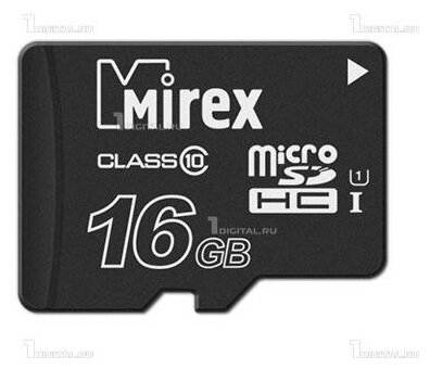 Карта памяти Mirex microSDHC 16GB Class 10 UHS-I (13612-MCSUHS16)