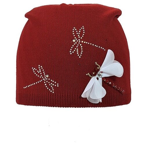 фото Шапка бини mialt, размер 54-56, белый, красный