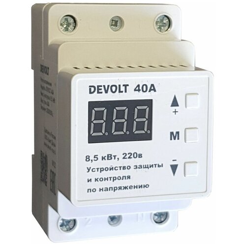 Реле напряжения с термозащитой DEVOLT-40A, 8.5 кВт