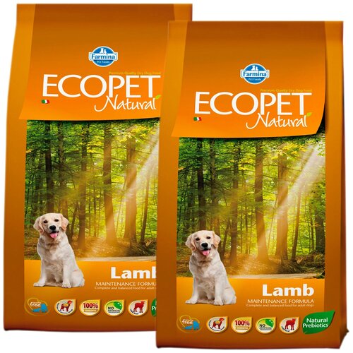 ECOPET NATURAL ADULT MEDIUM LAMB для взрослых собак средних пород с чувствительным пищеварением с ягненком (12 + 12 кг)