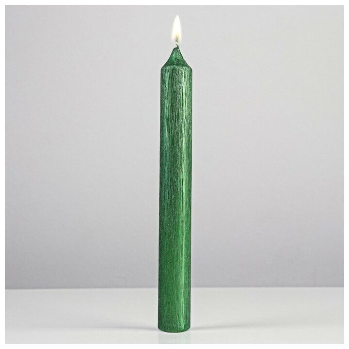 Свеча античная "Винтаж", 17х1,8 см, зеленая