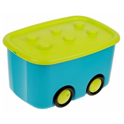 Ящик для игрушек «Моби», цвет бирюзовый, объём 44 литра ящик для игрушек на колесах м 2598 моби малиновый 44 л