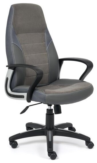 Кресло офисное Tetchair INTER кож/зам/флок/ткань, серый/металлик, C-36/29/TW-12