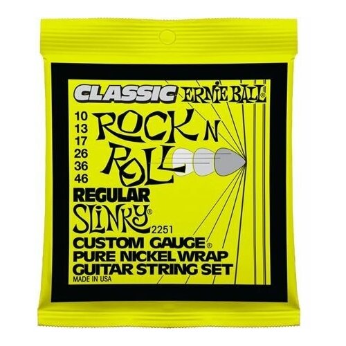комплект cтрун для электрогитары ernie ball p02722 cobalt hybrid slinky Струны для электрической гитары Ernie Ball Classic Pure Nickel Regular Slinky (10-13-17-26-36-46), P02251