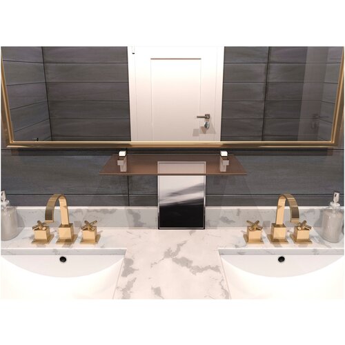 Полка стеклянная бронза, полкодержатель сатин (матовый) SBS-25