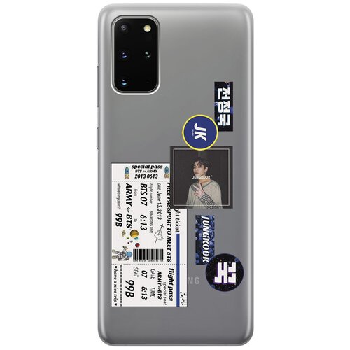 Силиконовый чехол с принтом BTS Stickers для Samsung Galaxy S20+ / Самсунг С20 Плюс силиконовый чехол на samsung galaxy s20 самсунг с20 плюс с 3d принтом beatles stickers прозрачный