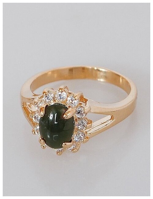 Кольцо помолвочное Lotus Jewelry, нефрит, размер 18, зеленый
