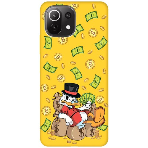 Матовый чехол Rich Scrooge для Xiaomi Mi 11 Lite / 11 Lite 5G / Сяоми Ми 11 Лайт / 11 Лайт 5г с 3D эффектом желтый матовый чехол rich scrooge для xiaomi mi 6 сяоми ми 6 с 3d эффектом черный