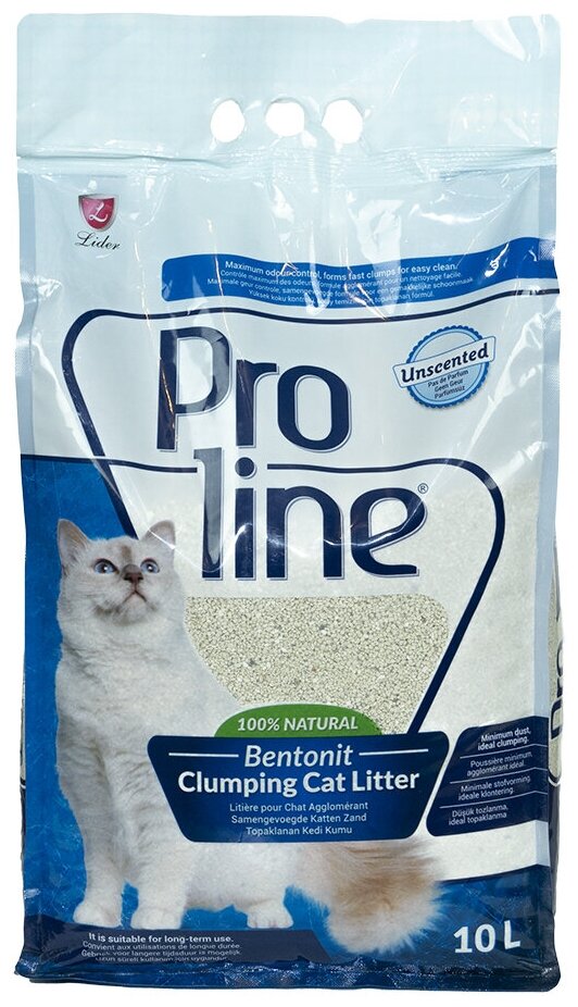 Наполнитель LIDER PETFOOD Комкующийся бентонитовый Proline для кошачьего туалета гипоаллергенный без запаха 10 л - фотография № 2