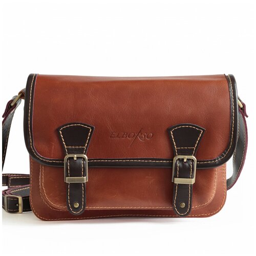 фото Женская кожаная сумка. кросс-боди safari унисекс из натуральной кожи. портфель классический кирпичный, рыжий elborso