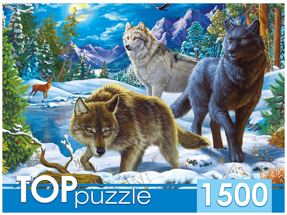 TOPpuzzle. Пазлы 1500 элементов. ХТП1500-1587 Волки в ночном лесу