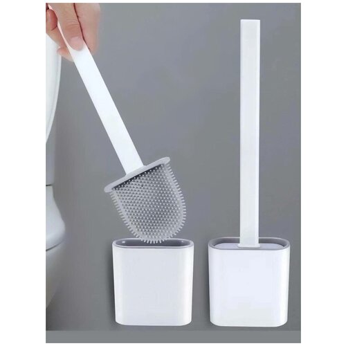 Ершик для унитаза силиконовый напольный, туалетная щетка подвесная, крепление в комплекте