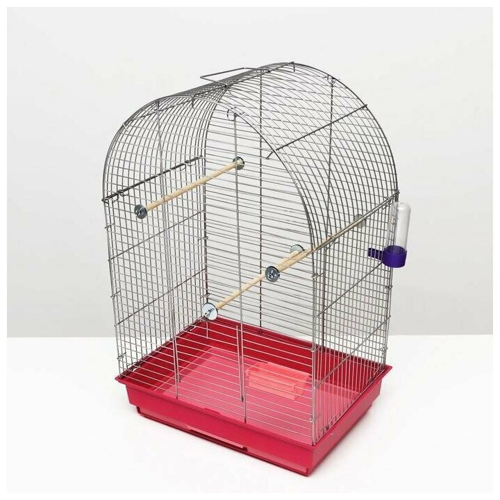 Клетка для птиц "Пижон" №101, хром , укомплектованная, 41х30х65 см, рубиновая - фотография № 19