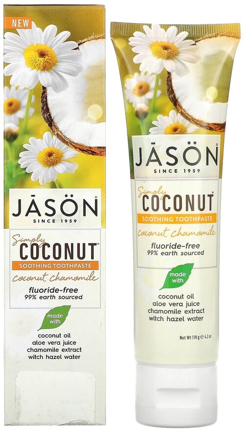 Jason Natural Simply Coconut успокаивающая зубная паста кокос и ромашка 119 гр.