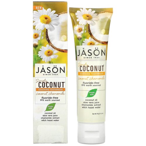 Jason Natural Simply Coconut успокаивающая зубная паста кокос и ромашка 119 гр.