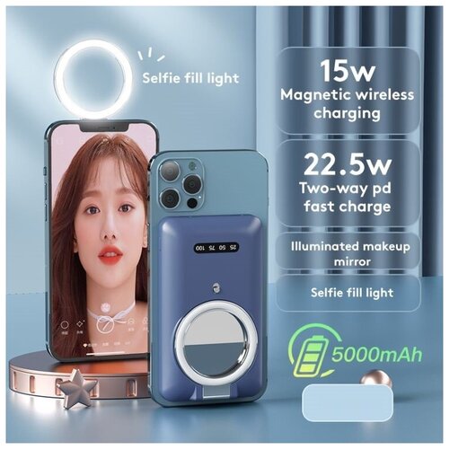 Внешний аккумулятор с лампой Magnetic Wireless MagSafe 5000mAh синий 159000₽