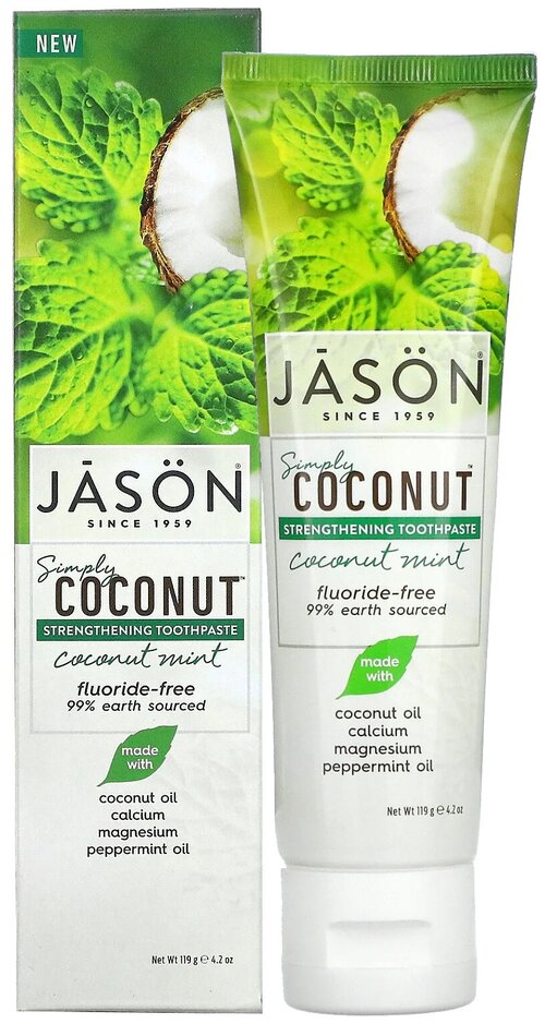 Jason Natural Simply Coconut укрепляющая зубная паста кокос и мята 119 гр