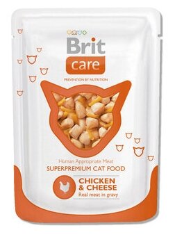 Brit Паучи для взрослых кошек Care с курицей и сыром (Chicken Cheese) 100118 | Chicken Cheese, 0,08 кг (2 шт)