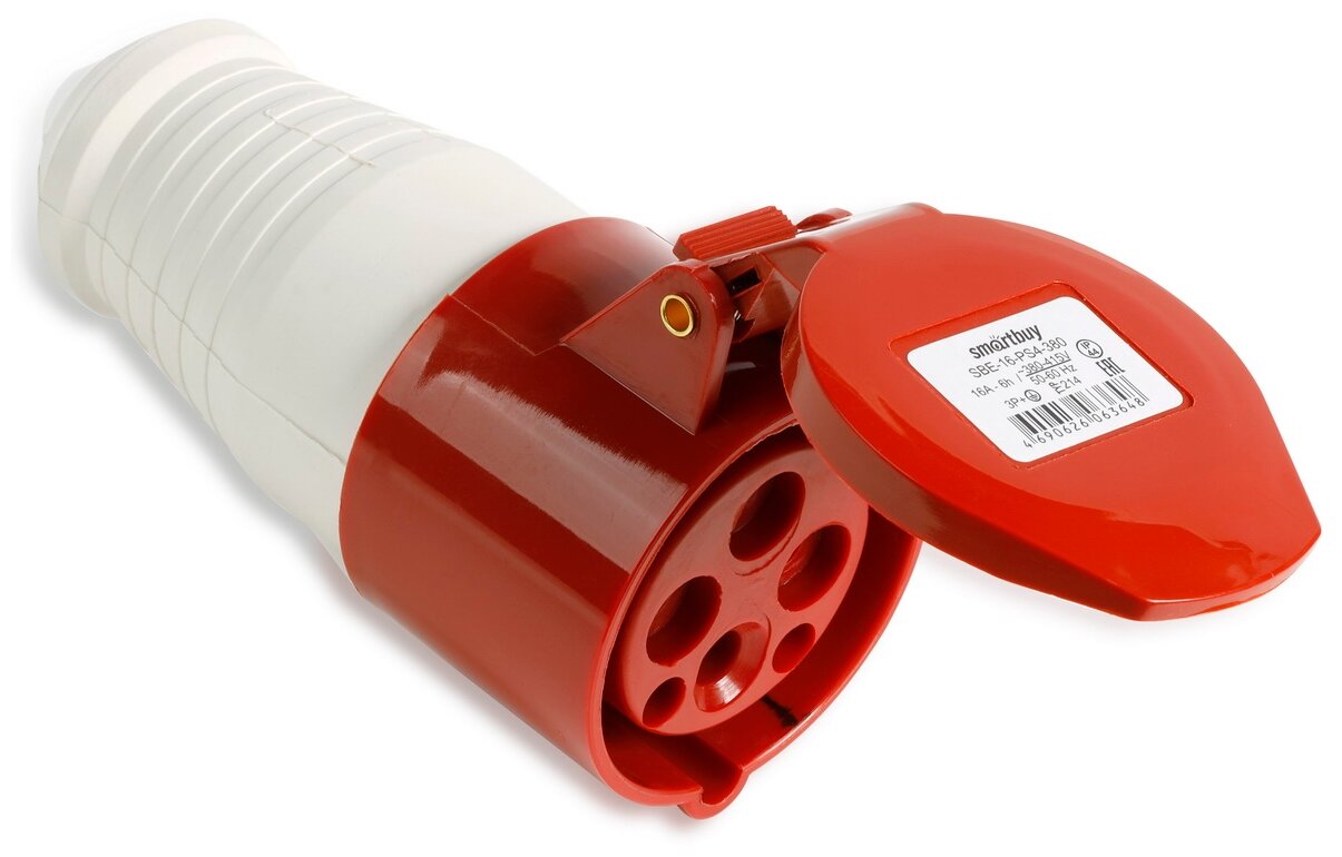 фото Розетка силовая (CEE) кабельная переносная SmartBuy SBE-16-PS4-380