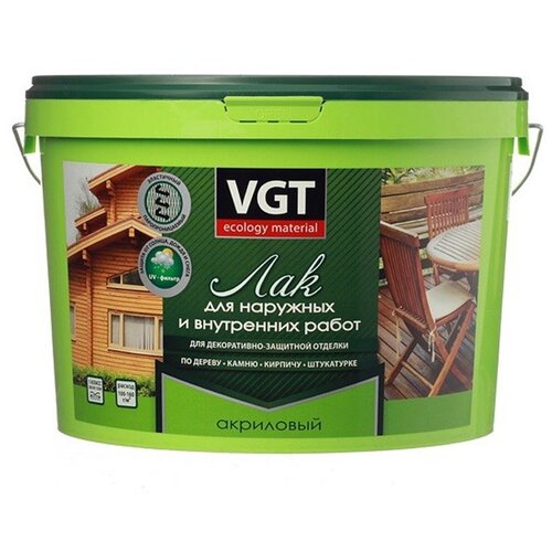Декоративно-защитный лак VGT ВГТ лак нар/вн гл. 0,9кг