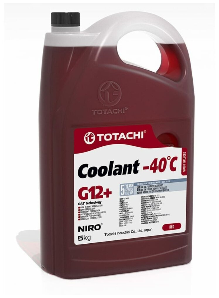 Жидкость охлаждающая Totachi NIRO COOLANT Red -40 G12 5кг. 43105