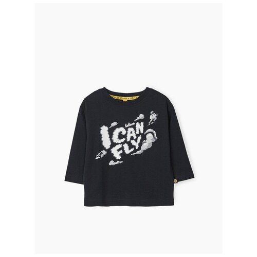 88504, Лонгслив детский Happy Baby футболка с длинным рукавом детская, на осень, с принтом, черная, рост 110-116
