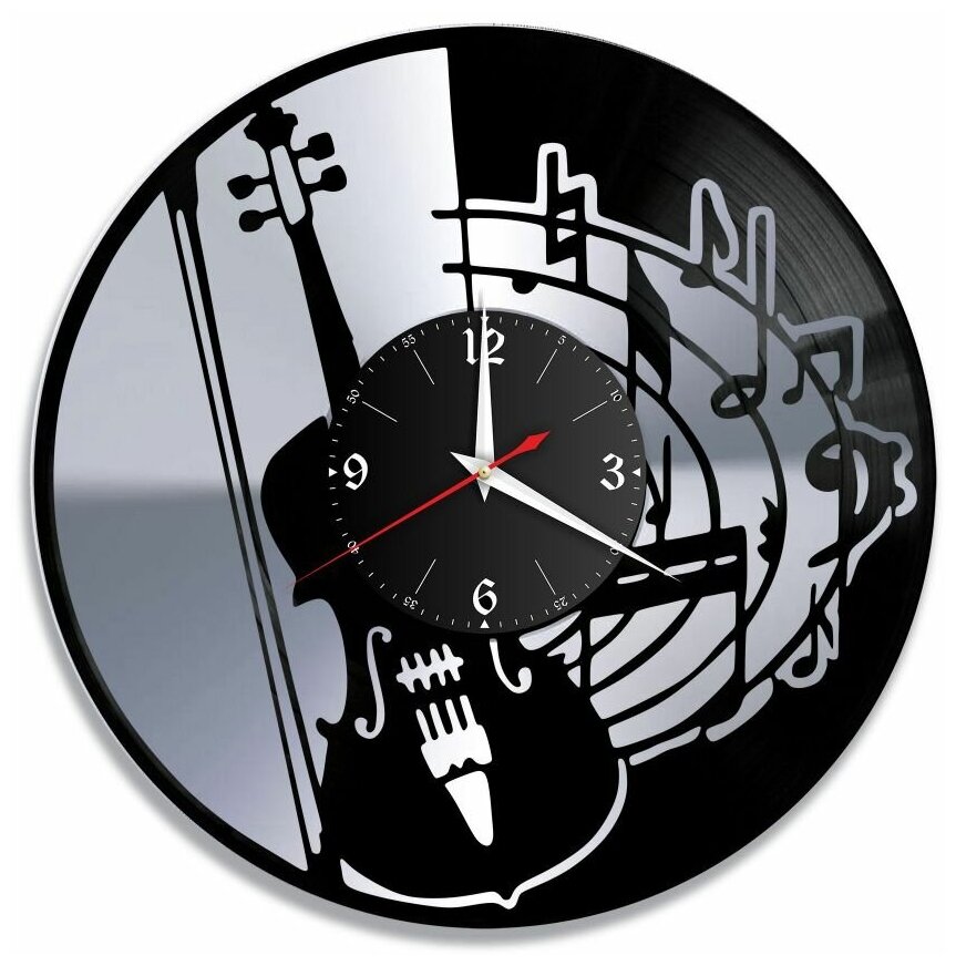 Часы из винила Redlaser "Музыка, скрипка, скрипичный ключ, ноты, муыкальный инструмент" VW-10300-2