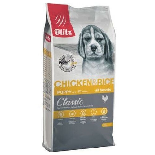 Blitz Puppy Chicken & Rice 15кг сухой корм для щенков с курицей и рисом Арт. BDD11-1-15000