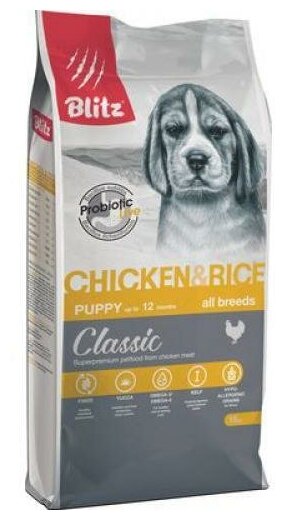 Blitz Puppy Chicken & Rice 15кг сухой корм для щенков с курицей и рисом Арт. BDD11-1-15000