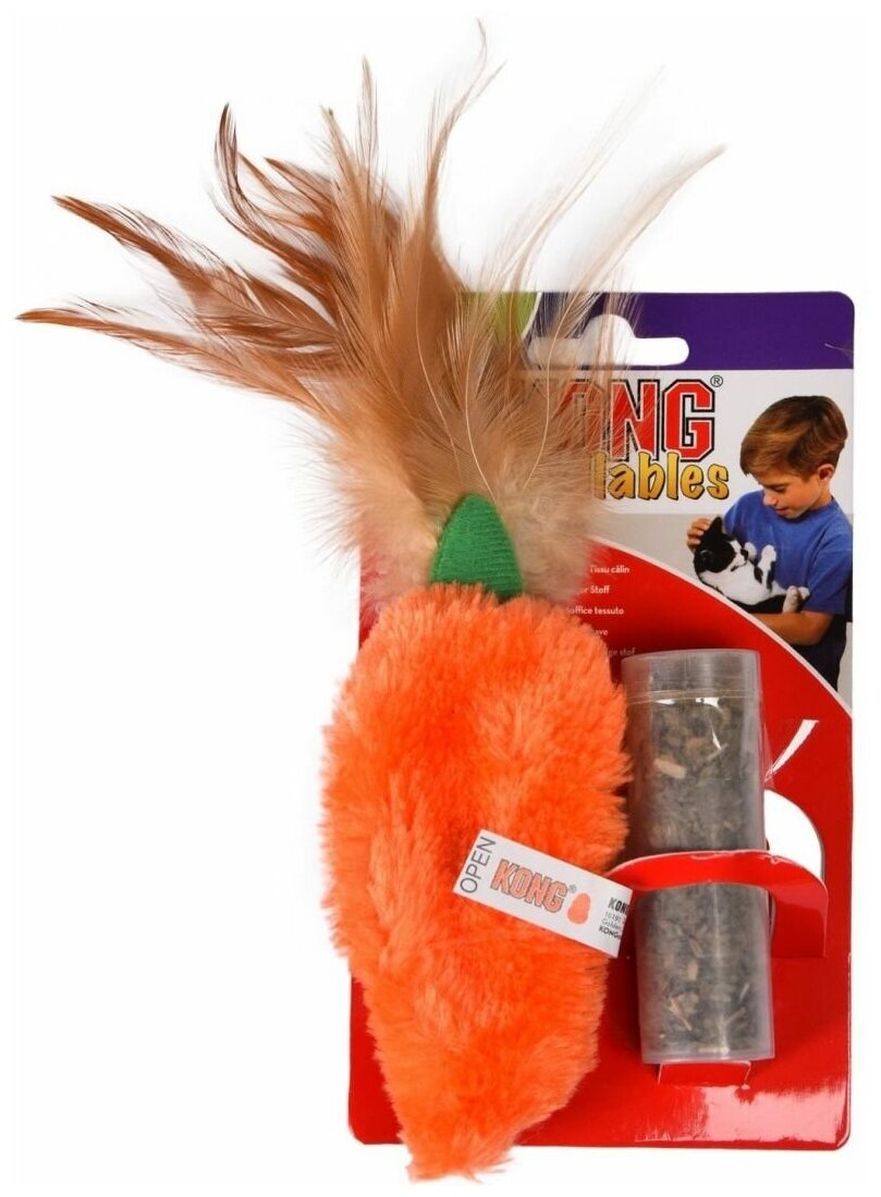 Kong игрушка "Морковь" с тубой кошачьей мяты для кошек - фотография № 5