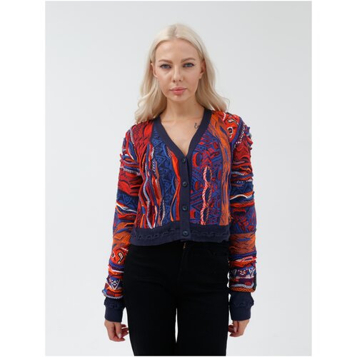 Кардиган, Цвет Темно-синий/оранжевый, Размер XXL/44