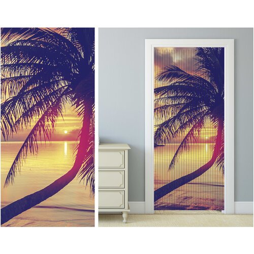 Штора на дверной проём Пальма на закате 82*200 см AzarovaPro